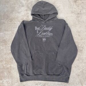 Taylor Swift TTPD But Daddy I Love Him Hoodie Washed Charcoal Mens 2XL